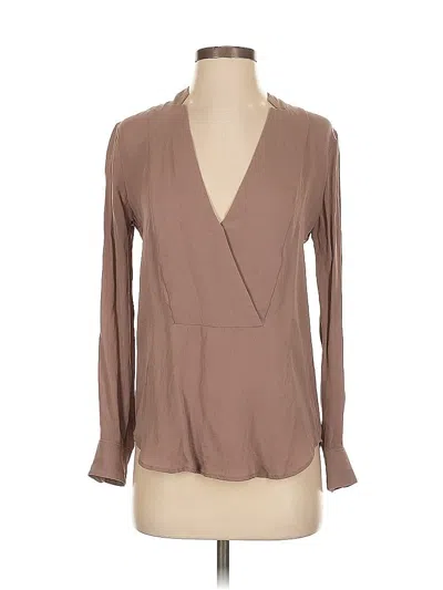 Pre-owned Theory Long Sleeve Blouse In Brown