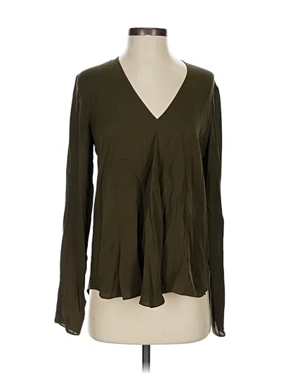 Pre-owned Theory Long Sleeve Blouse In Brown