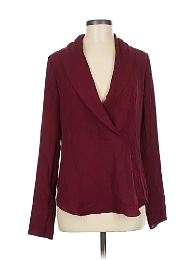 Pre-owned Theory Long Sleeve Blouse In Burgundy