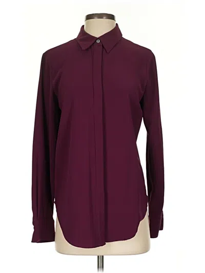 Pre-owned Theory Long Sleeve Blouse In Burgundy