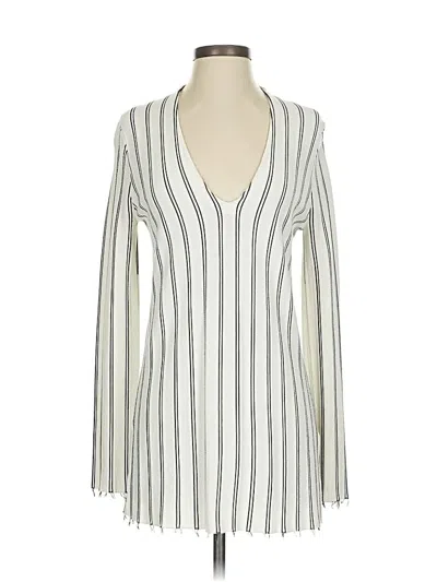 Pre-owned Theory Long Sleeve Blouse In Ivory