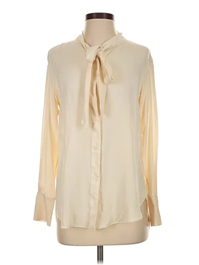 Pre-owned Theory Long Sleeve Blouse In Ivory