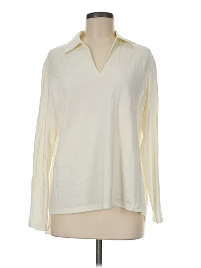Pre-owned Theory Long Sleeve Blouse In Ivory