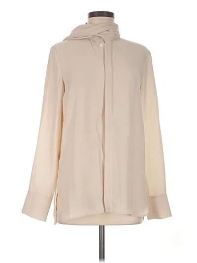 Pre-owned Theory Long Sleeve Blouse In Ivory