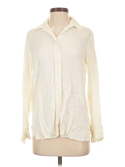 Pre-owned Theory Long Sleeve Blouse In Ivory