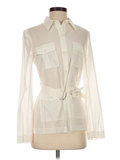 Pre-owned Theory Long Sleeve Blouse In Ivory