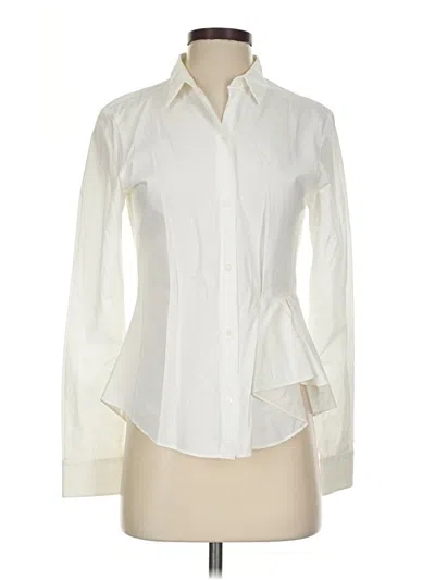 Pre-owned Theory Long Sleeve Blouse In Ivory