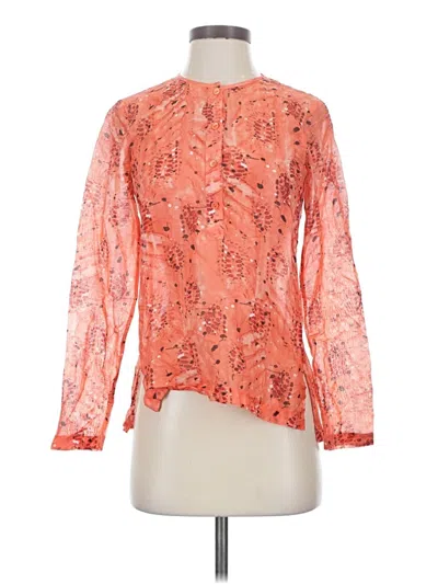 Pre-owned Theory Long Sleeve Blouse In Orange