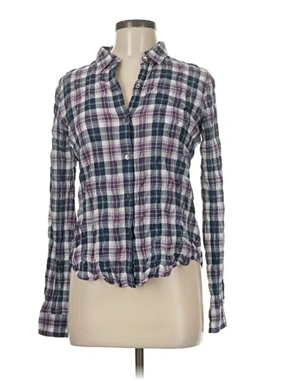 Pre-owned Theory Long Sleeve Blouse In Purple