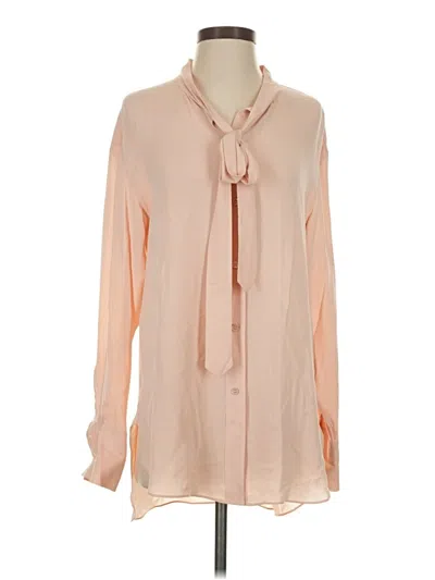 Pre-owned Theory Long Sleeve Blouse In Tan