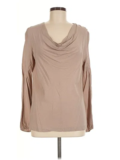Pre-owned Theory Long Sleeve Blouse In Tan