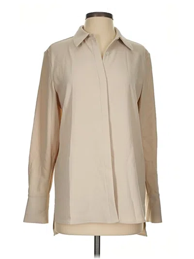 Pre-owned Theory Long Sleeve Blouse In Tan