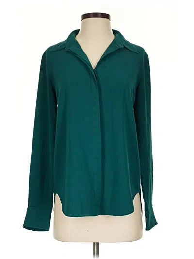 Pre-owned Theory Long Sleeve Blouse In Teal