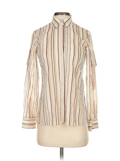 Pre-owned Theory Long Sleeve Blouse In White