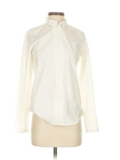 Pre-owned Theory Long Sleeve Blouse In White