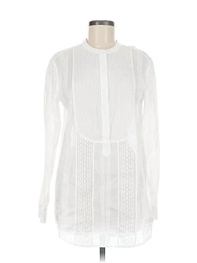 Pre-owned Theory Long Sleeve Blouse In White