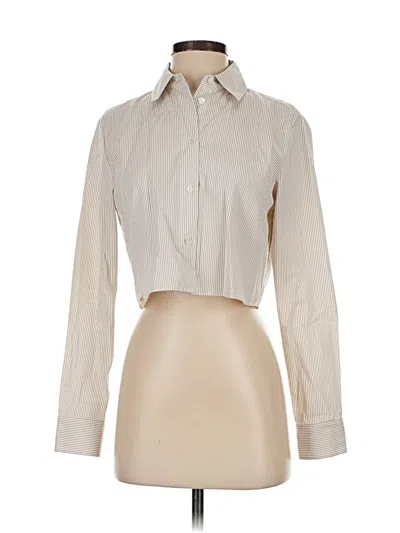 Pre-owned Theory Long Sleeve Blouse In White
