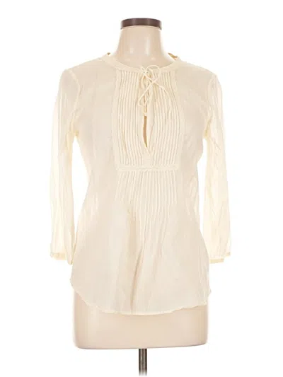 Pre-owned Theory Long Sleeve Blouse In White