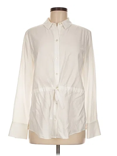 Pre-owned Theory Long Sleeve Blouse In White