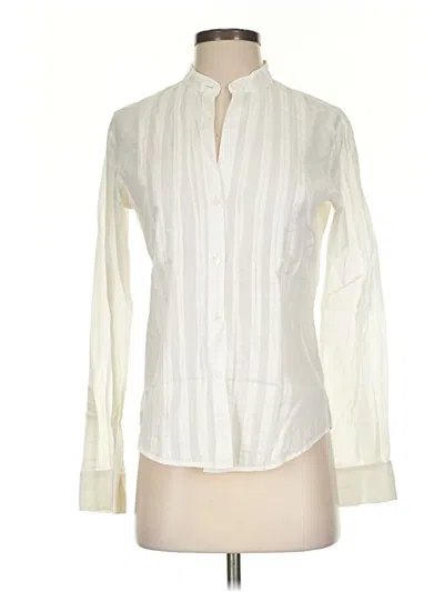 Pre-owned Theory Long Sleeve Blouse In White