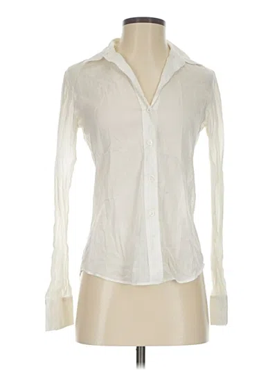 Pre-owned Theory Long Sleeve Blouse In White