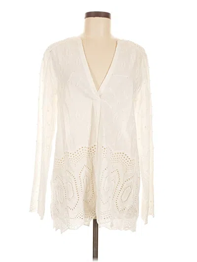 Pre-owned Theory Long Sleeve Blouse In White
