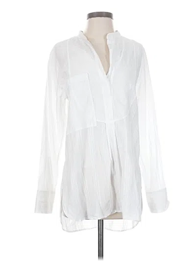 Pre-owned Theory Long Sleeve Blouse In White