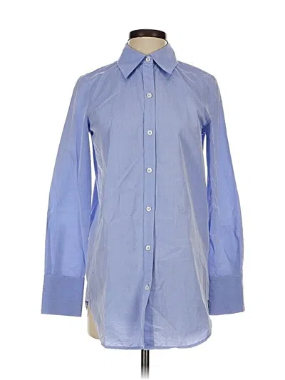 Pre-owned Theory Long Sleeve Button Down Shirt In Blue