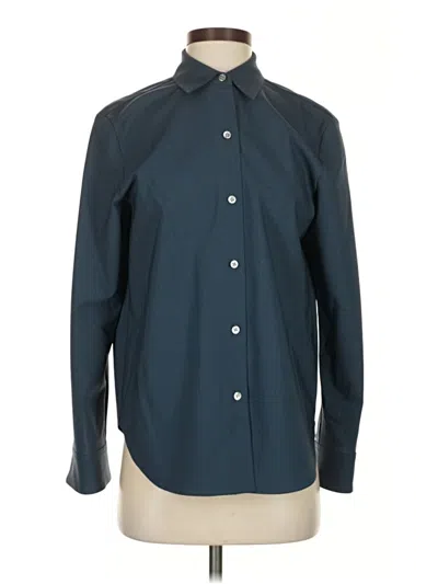Pre-owned Theory Long Sleeve Button Down Shirt In Blue