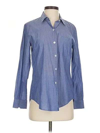 Pre-owned Theory Long Sleeve Button Down Shirt In Blue