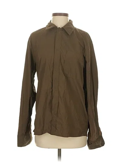 Pre-owned Theory Long Sleeve Button Down Shirt In Brown