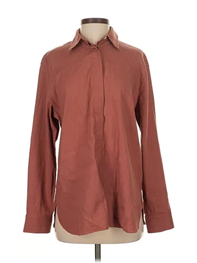 Pre-owned Theory Long Sleeve Button Down Shirt In Brown