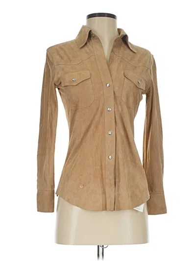 Pre-owned Theory Long Sleeve Button Down Shirt In Brown