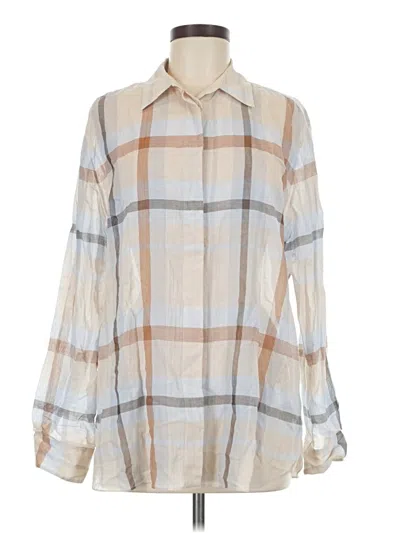 Pre-owned Theory Long Sleeve Button Down Shirt In Brown