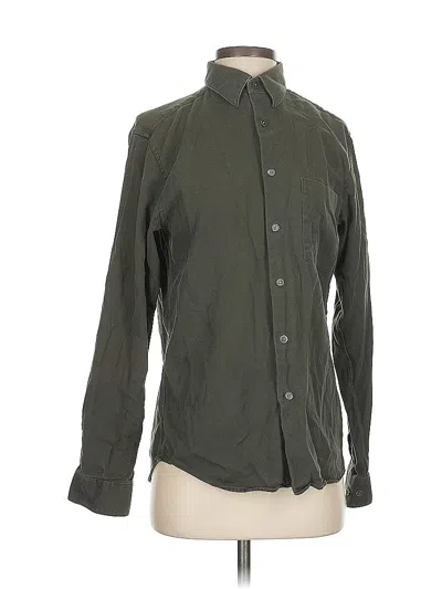 Pre-owned Theory Long Sleeve Button Down Shirt In Green