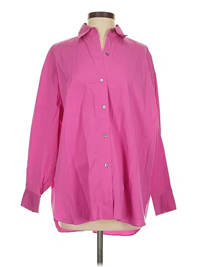 Pre-owned Theory Long Sleeve Button Down Shirt In Pink