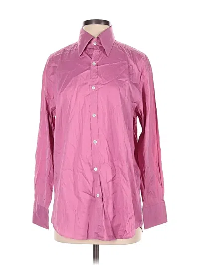 Pre-owned Theory Long Sleeve Button Down Shirt In Pink