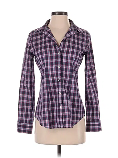 Pre-owned Theory Long Sleeve Button Down Shirt In Purple