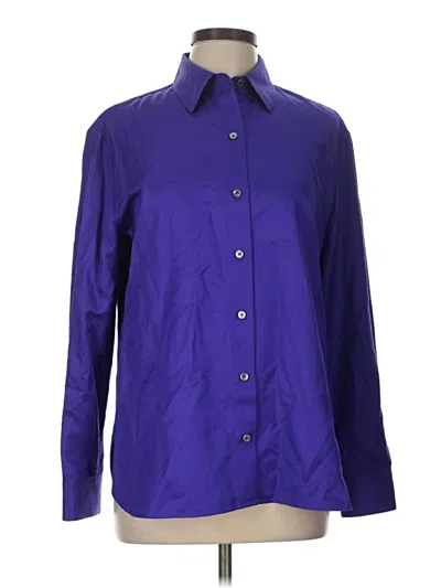 Pre-owned Theory Long Sleeve Button Down Shirt In Purple