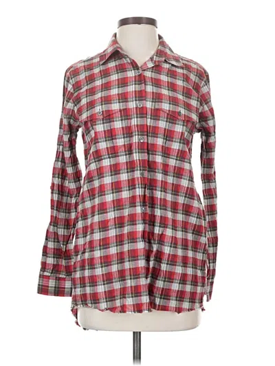 Pre-owned Theory Long Sleeve Button Down Shirt In Red