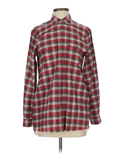 Pre-owned Theory Long Sleeve Button Down Shirt In Red