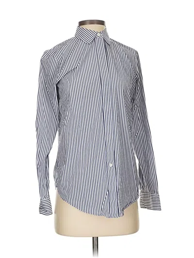 Pre-owned Theory Long Sleeve Button Down Shirt In Silver