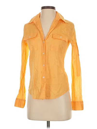 Pre-owned Theory Long Sleeve Button Down Shirt In Yellow