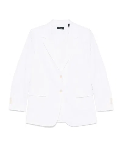 Theory Long Sleeve Casual Jacket In White