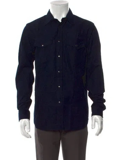 Pre-owned Theory Long Sleeve Denim Shirt W/ Tags In Blue