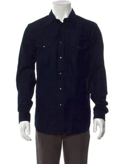 Pre-owned Theory Long Sleeve Denim Shirt W/ Tags In Blue