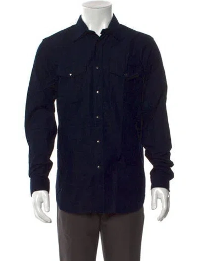 Pre-owned Theory Long Sleeve Denim Shirt W/ Tags In Blue