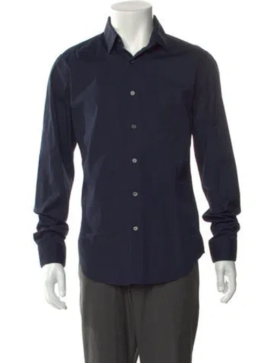 Pre-owned Theory Long Sleeve Dress Shirt In Blue