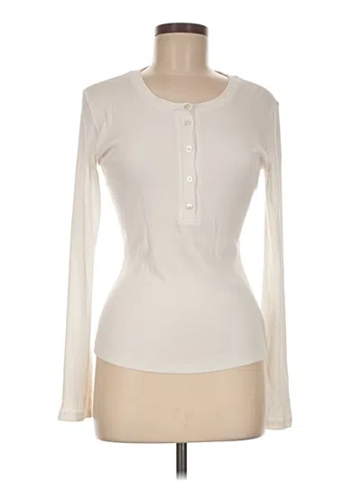Pre-owned Theory Long Sleeve Henley Shirt In Ivory