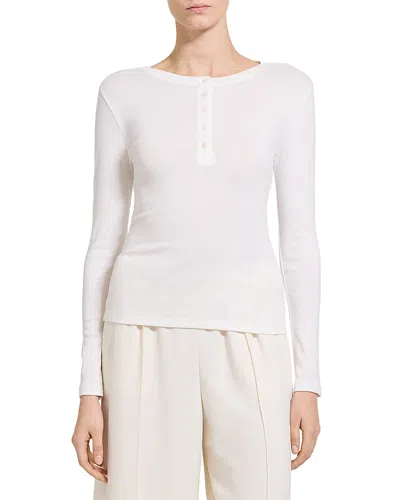 Theory Long Sleeve Henley Top In Neutral